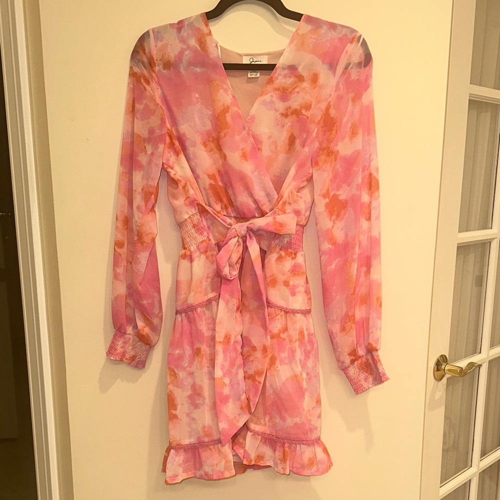 Pink and Orange Wrap Dress